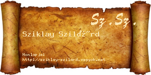 Sziklay Szilárd névjegykártya